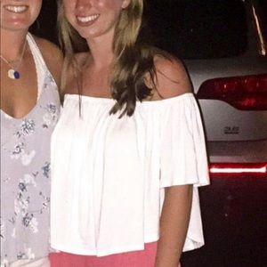 Off the shoulder white top